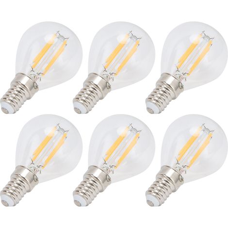 Ampoules LED Edison, lampes à filament rétro, G45 E14, 6W 220V lumière chaude transparente, paquet de 6. (1/5)
