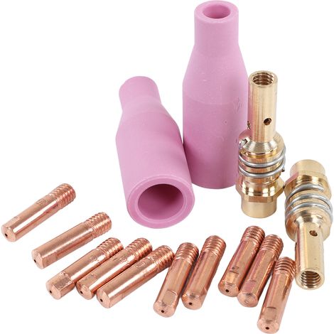 14 pièces kit accessoires pistolet soudage MIG chalumeau plasma coupelles de protection céramique tiges liaison embouts contact pour 15AK (1/5)