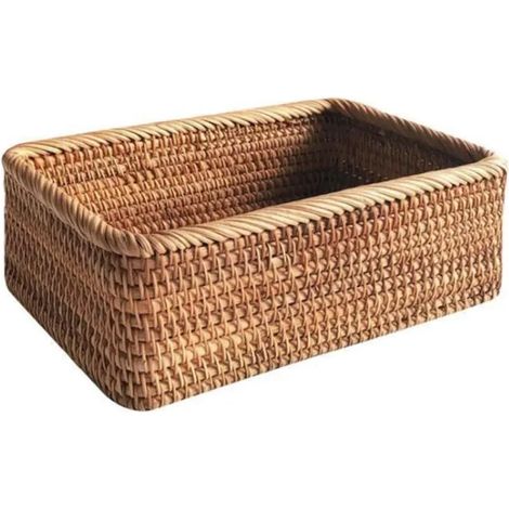 Panier en Osier Rectangulaire en Rotin Tissé à la Main Thé Aux Fruits Quelques Petites Douceurs Pain Pique-Nique BoîTe (1/4)