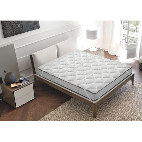 Topper Trapuntato Prodotto Italiano Qualita' Superiore Trattamento Silver Correttore Materasso Anallergico con Fasce Elastiche Salva Coprimaterasso Traspirante Protettivo Veloce Bianco - Singolo90x200 (1/5)