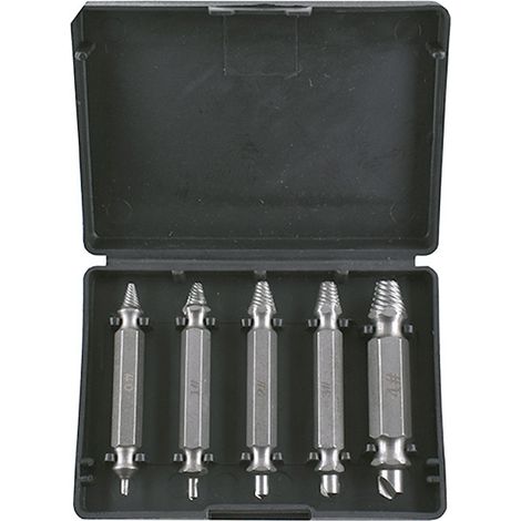 Extracteur de Vis Cassées 5 Pièces - Kit Universel de Filetage Inversé, Acier Trempé Résistant à l'Usure, Outil Pratique et Durable pour Boulons et Goujons Abîmés-lsw