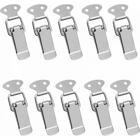10 Pièces Attache Capot Fermeture à Levier Moraillon de Porte, Fermeture à Levier Loquet à Ressort avec Crochet Fermeture à Ressort en Acier Inoxydable pour Coffret, Boîte, Tiroir, Armoire (1/5)