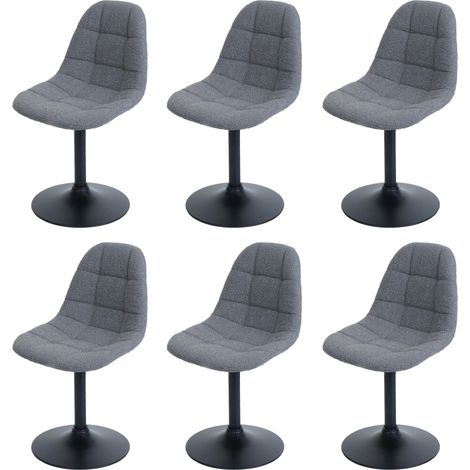 Set 6x sedie da pranzo HHG-842, poltroncina da cucina girevole, acciaio Stoffa/tessuto bouclé (450g/m²), grigio scuro (1/5)