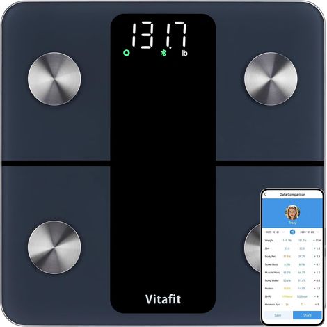 Balance Pese Personne Haute Précision 0,05kg, 182kg, LED, Noir (1/5)