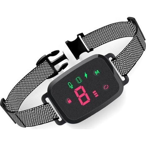 Collier Anti Aboiement Chien, 3 Modes Son/Vibration/Choc Electrique, Réglable 8 Niveaux de Sensibilité, Étanche IP67 - Noir (1/4)