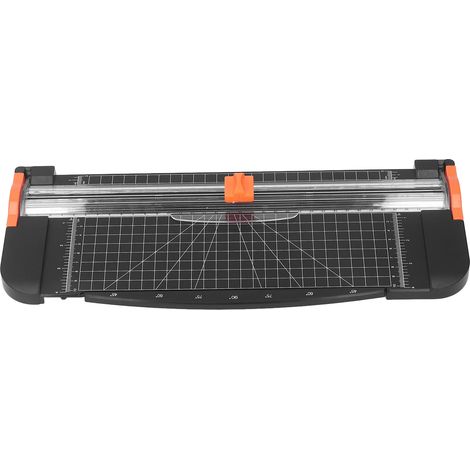 Couteau utilitaire A4 en acier inoxydable (conception antidérapante, lame remplaçable), coupe-papier avec règle, compatible avec les photos, noir. (1/5)