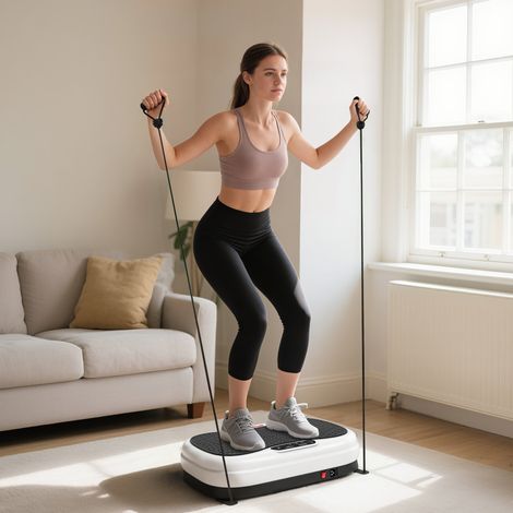 Plateforme vibrante à 50 vitesses 3 programmes Écran LED Télécommande Élastiques Home Exercice