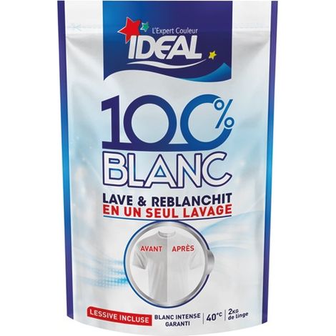 Teinture rénovatrice 100% blanc 300g – Élimine taches et jaunissement – Triple action : lave, détache, blanchit dès 30°C – Ideal