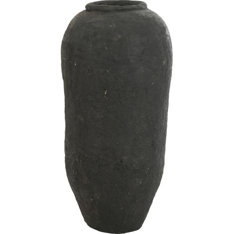 Vase noir en papier mâché style artisanal chic pour décoration - Noir profond effet artisanal (1/3)