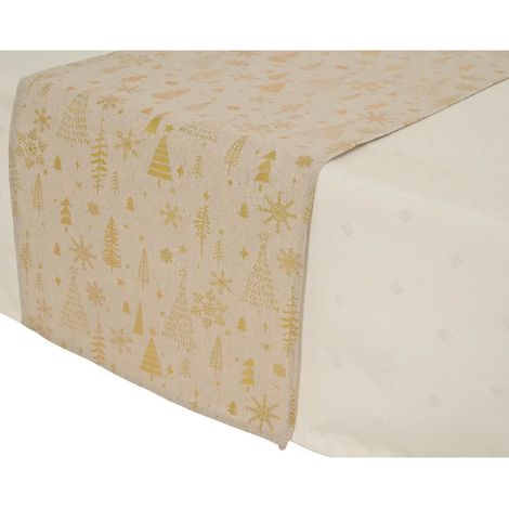 Beiger Tischläufer mit Weihnachtsmotiven, 150 × 32 cm (1/3)
