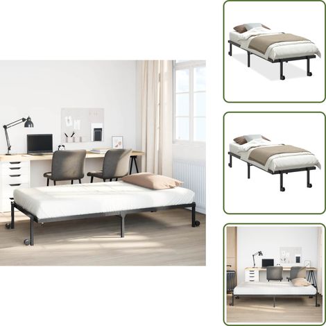 Cadre de lit sans matelas pliable noir 75x190 cm acier - Cadre De Lit - Cadres De Lit - Cadre De Lit En Métal - Cadre De Lit Simple (1/5)