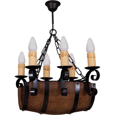 Lámpara de Techo Barril. 6 Luces. Dimensiones (66x39cm). (1/2)