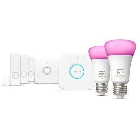 Philips Hue Secure Kit 2 Bombillas E27 y Sensores Blanco (1/5)