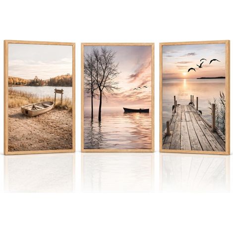 Lot de 3 tableaux muraux nature - 40 x 50 cm - Toile sans cadre (1/5)
