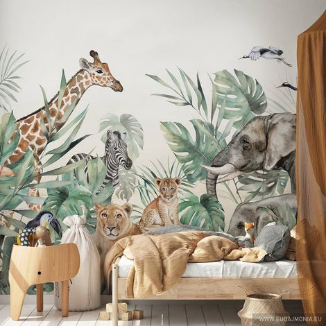 Papier Peint Enfant - Safari des Animaux Amicaux - 150 x 250 cm (1/2)