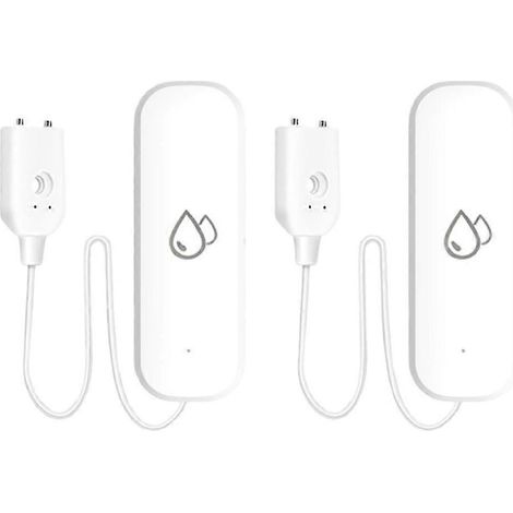 Lot de 2 détecteurs de fuites d'eau Tuya Smart Home avec capteur d'immersion Wi-Fi et alarme via application. (1/5)