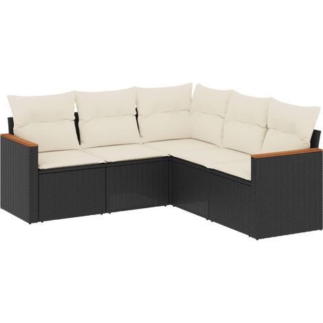 Maison Exclusive - Patio Sofa Set 5-Posti Black and Cream (1/5)