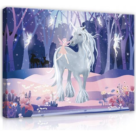 Peinture pour chambre d'enfant toile licorne 120x80 (1/3)