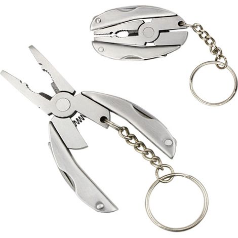 Pince multifonction pliable miniature, outil de poche clé : pinces, couteau, tournevis plat/croix, lime, portable pour extérieur (1/5)