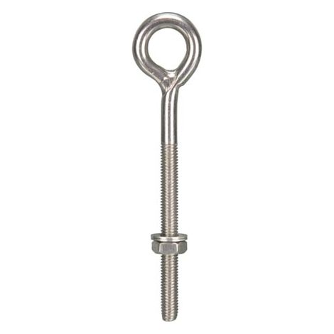 Perel – Piton à boulonner en acier inoxydable AISI 304 – Ø 8 mm x 130 mm – Fixation pour voiles d'ombrage – Écrou et rondelles inclus