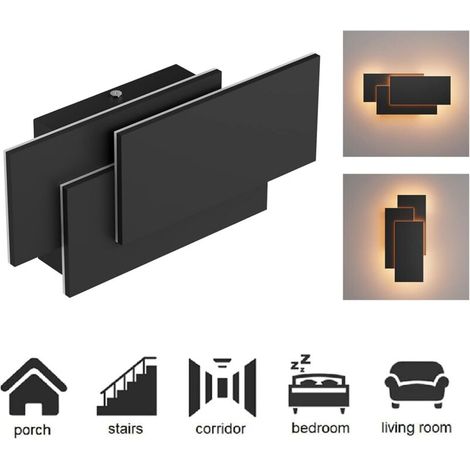 Aplique de pared LED de 12 W, aplique de pared moderno para interiores, ideal para dormitorio, hogar, pasillo y sala de estar. Luz blanca cálida de 3000 K. (1/3)
