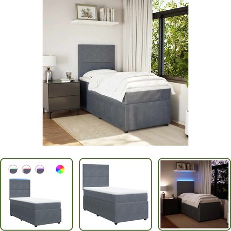 vidaXL Taschenfedernkern -  Boxspringbett mit Matratze Dunkelgrau 90x190 cm Samt (1/5)