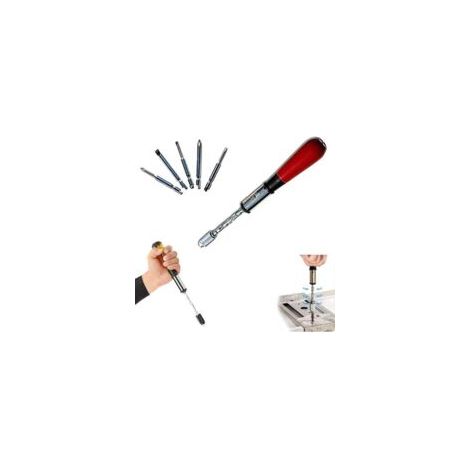 Cacciavite a cricchetto a molla con 5 punte intercambiabili - regolazione a pulsante, design compatto ed ergonomico per un facile utilizzo. - Crezuo