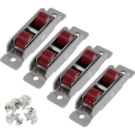 Lot de 4 poulies silencieuses en Nylon for Porte coulissante en Acier Inoxydable de Type 88, Garnitures for Porte coulissante en Verre (1/4)