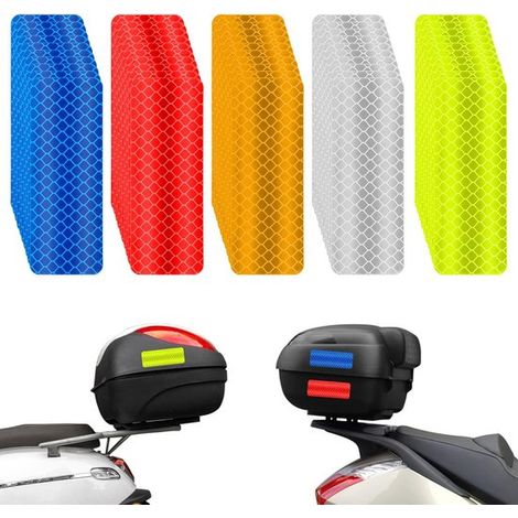 Confezione da 50 adesivi riflettenti, 8 x 3 cm, nastro di segnalazione di sicurezza, catarifrangenti, nastro riflettente autoadesivo per biciclette, motociclette, caschi (1/5)