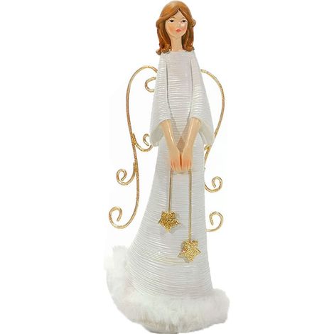 Angelo bianco con ali oro decorazione addobbi natalizi idea regalo per natale ornamento allestimento vetrine negozi casa (1/5)