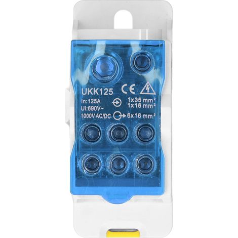 DIN-Schienen-Verteilerkasten, universeller elektrischer Klemmenblock, Stromkabel-Anschlusskasten, 690 V, 125 A, blau (1/5)