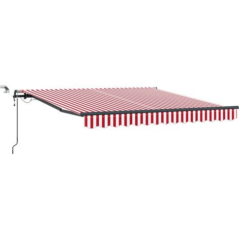 Toldo retráctil Rojo y blanco 350 x 250 cm Poliéster vidaXL (1/5)