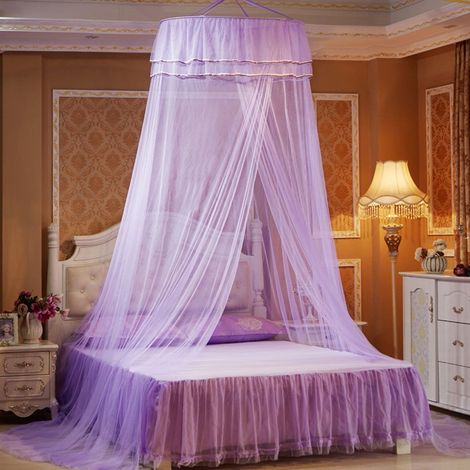 TuseRxln moustiquaire 1 personne - Lit à baldaquin - protection anti-moustique - 1 pièce - chambre d'enfant, lilas (1/5)