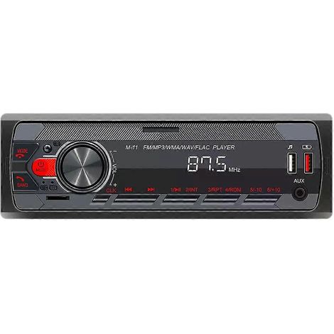 Autoradio DuoDton 1 DIN 12V/24V stéréo Bluetooth MP3 avec entrée audio FM et auxiliaire, lecteur multimédia SD/TF/USB - JXLGV (1/4)