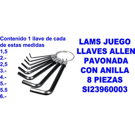 lams juego llaves allen pavonada con anilla  8 piezas si23960003