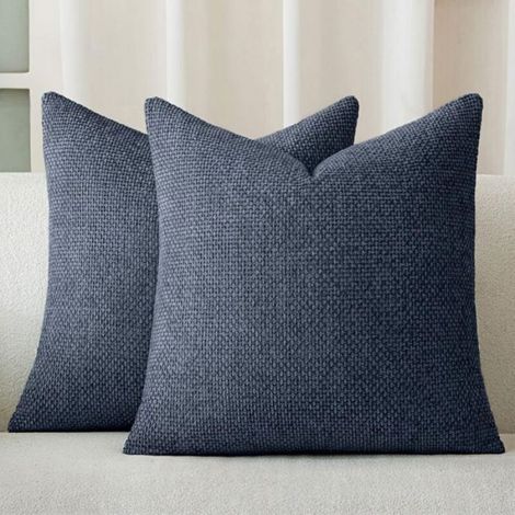 Housse De Coussin - 45 X 45 Cm - Chenille Épaisse Tricotée À L'aiguille - Pour Canapé Fauteuil Chambre - Lot De 2 (1/3)