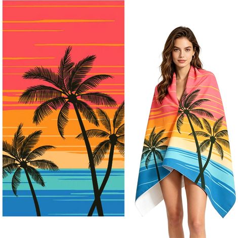 Strandlaken XL - 180 x 100 cm - Sneldrogend en Superabsorberend - Lichtgewicht Microvezel Zwemhanddoek voor Volwassenen - Grote Strandhanddoek voor Zwembad en Vakantie -Onregelmatige strepen[CC] (1/5)