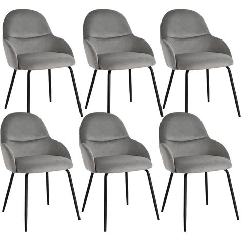 Goeurvant Sedie da pranzo in stile scandinavo minimalista, che offrono un supporto ottimale per la schiena e una base stabile in legno - Set di 6 - Grigio chiaro