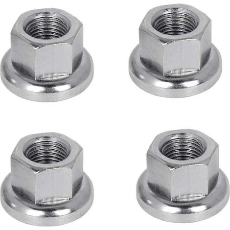 Lot de 4 écrous de roue de vélo de rechange, vis arrière pratiques avec rondelles, écrous d'essieu en acier inoxydable, accessoires pour la fixation par boulon avec dents de blocage (1/5)
