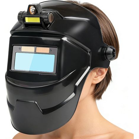 Casque de soudage - Équipement de soudeur avec lumière - Bonnet de soudage résistant à la chaleur avec variateur automatique - Convient pour les chantiers de construction, l'industrie, les hommes, la (1/5)