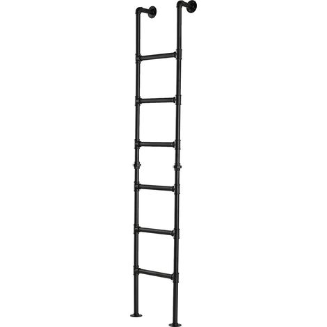 Échelle d'escalade à 6 échelons pour lit superposé de 2,1 x 5 m, mur à sol, fenêtre de puits de sortie, fer forgé, capacité de 150 kg, intérieur et extérieur pour caves, greniers, lofts, dortoirs et (1/5)