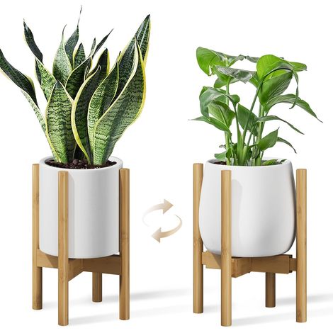 Support pour plantes d'intérieur - Couleur naturelle - Réglable - Télescopique - Convient aux pots de différentes tailles - Hauteur 32 cm