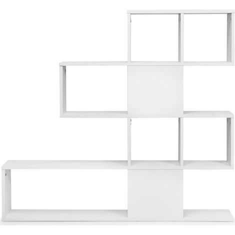 Libreria a 5 ripiani 120 x 19,5 x 109 cm con dispositivo antiribaltamento design elegante atmosfera accogliente legno bianco 200010727
