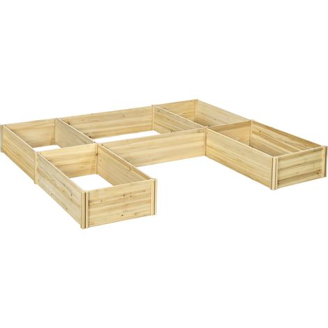 Bac jardinière potager modulable bois sapin lot de 5 pour extérieur 230 x 230 x 28 cm