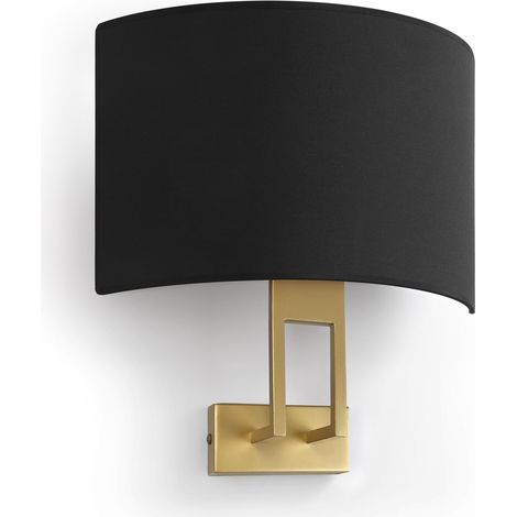 Aplique de pared CLASSICAL E27-Ø45 40 W Algodón negro Oro (1/3)