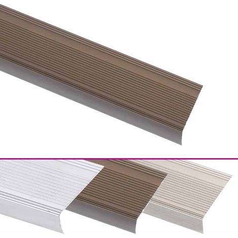 Nez de marche forme en L 5 pcs aluminium 90 cm marron