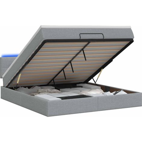 Maison Exclusive - Lit coffre avec matelas et LED Gris clair 140 x 190 cm Tissu (1/5)