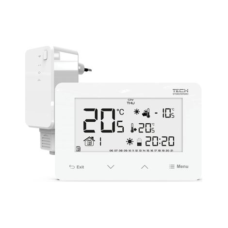 Termostato ambiente wireless a due stati (pannello frontale in vetro) ST-293 v2 bianco (1/4)