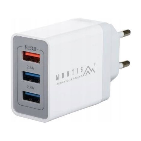 CARICABATTERIE DI RETE VELOCE 3xUSB QC 3.0 30W POTENTE (1/5)
