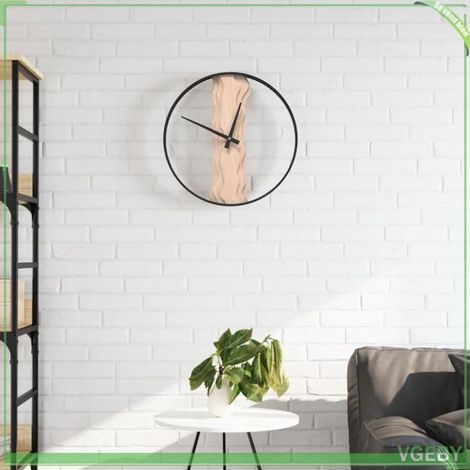 4008397 Horloge murale marron 35 cm fer et bois de chêne (1/5)